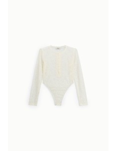 Body en dentelle avec manches longues et boutons Dixie