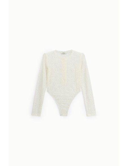 Body en dentelle avec manches longues et boutons Dixie