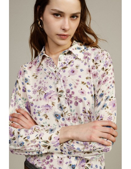 Dixie-blouse met bloemenprint en lange mouwen