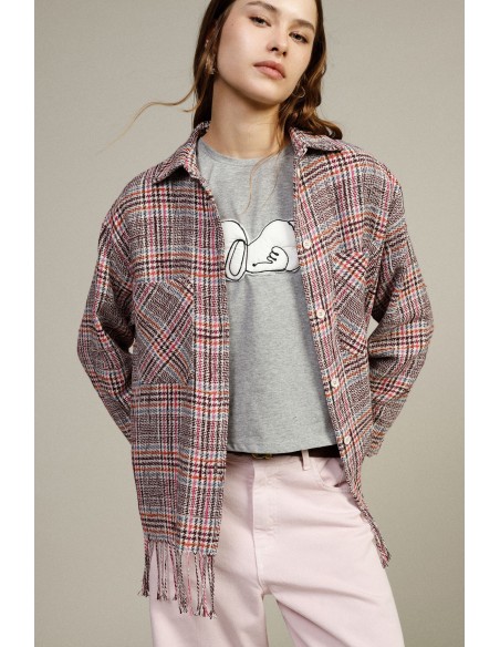 Shirt met franjes en bedrukte borstzakken van Dixie