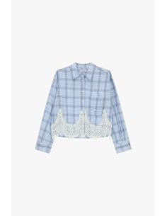 Chemise courte à carreaux avec bordures en dentelle Dixie