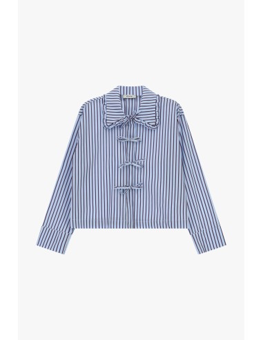 Chemise rayée avec nœud papillon et col à volants Dixie