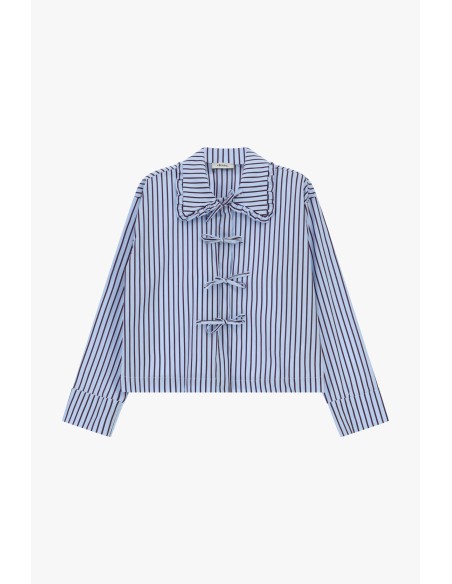 Chemise rayée avec nœud papillon et col à volants Dixie
