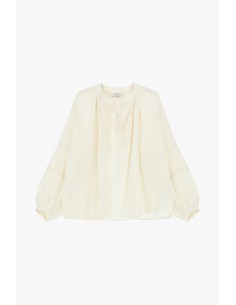 Ruime blouse met borduursels en gerimpelde mouwen Dixie