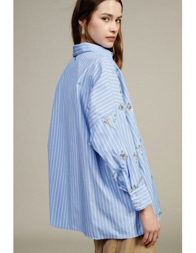 Chemise oversize à rayures et broderie florale Dixie