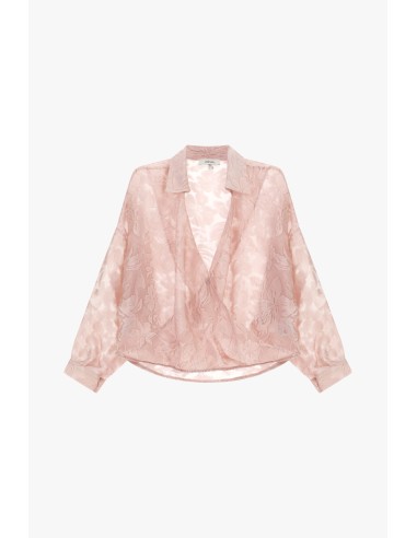 Chemise croisée en jacquard à manches larges Dixie