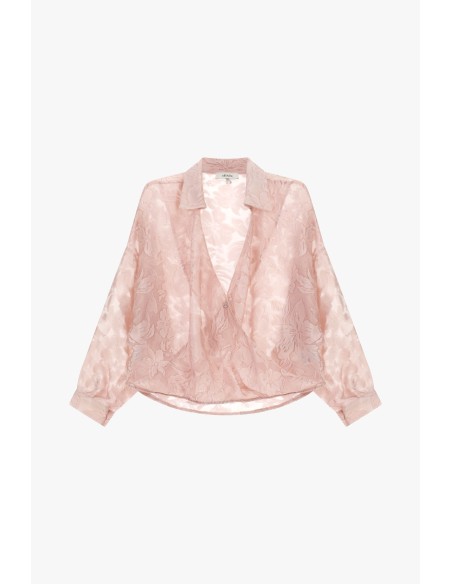 Chemise croisée en jacquard à manches larges Dixie