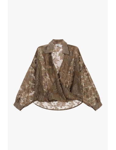 Chemise croisée en jacquard à manches larges Dixie