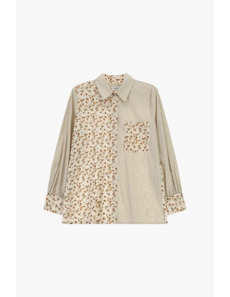 Chemisier à motif floral et rayures avec poche frontale Dixie