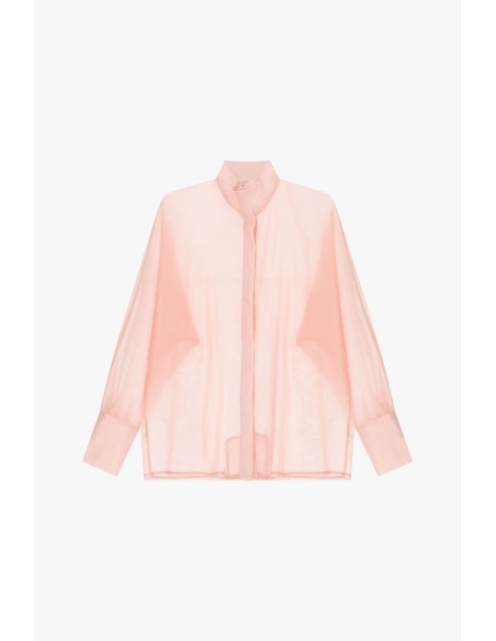 Doorschijnend oversized shirt met mao-kraag Dixie