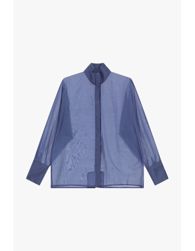 Doorschijnend oversized shirt met mao-kraag Dixie