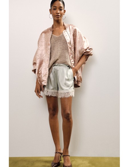 Short à coupe régulière avec bordure de dentelle florale Dixie