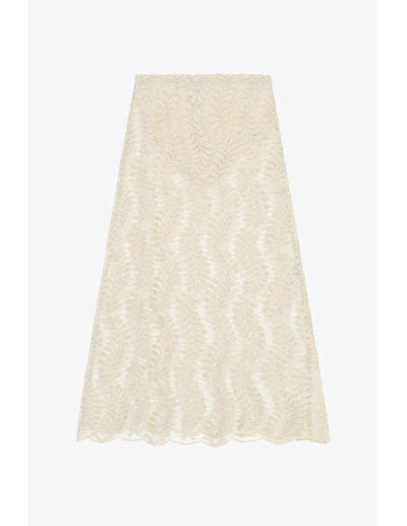 Jupe longue avec broderie de feuilles perforées Dixie