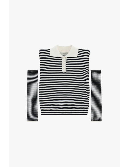 T-shirt rayé Dixie avec col et manches longues