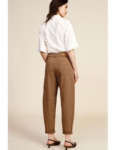 Dixie chino-fitbroek met omslag en hoge taille