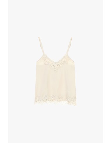 Dixie-top met dunne bandjes en decoratief kant