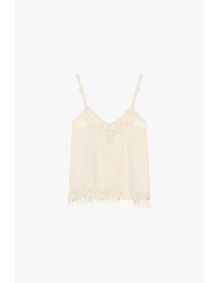 Dixie-top met dunne bandjes en decoratief kant