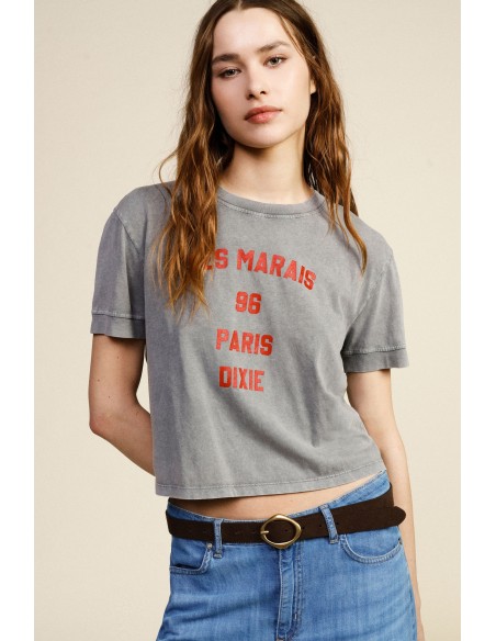 Front Print Cropped T-Shirt Regular Fit Dixie
