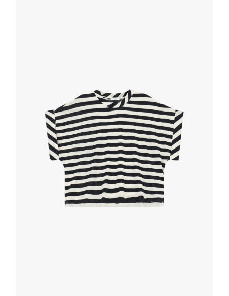 Boxy Fit Striped Short T-Shirt Round Neck Dixie