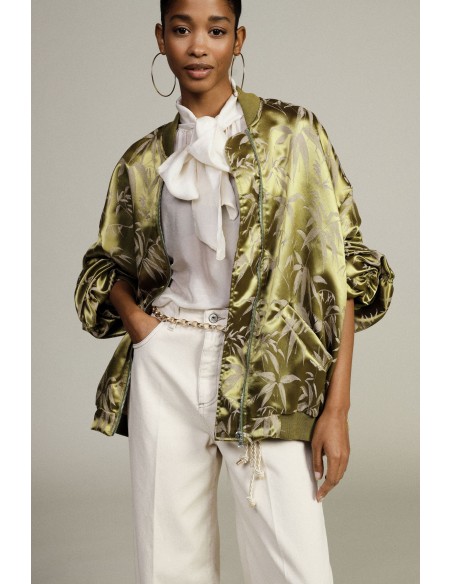 Bomber oversize avec imprimé feuillage et fermeture éclair Dixie