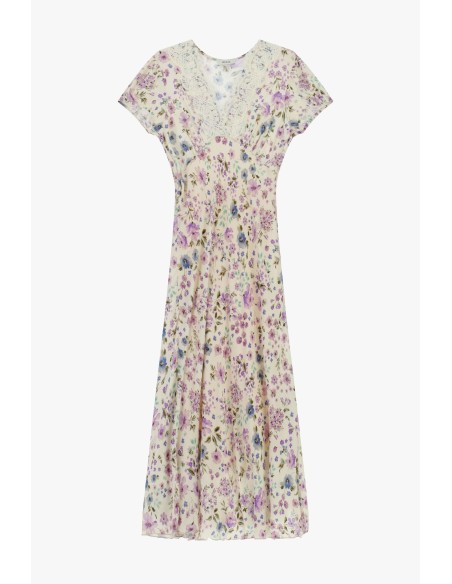 Robe longue fleurie avec encolure brodée Dixie