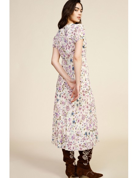 Robe longue fleurie avec encolure brodée Dixie