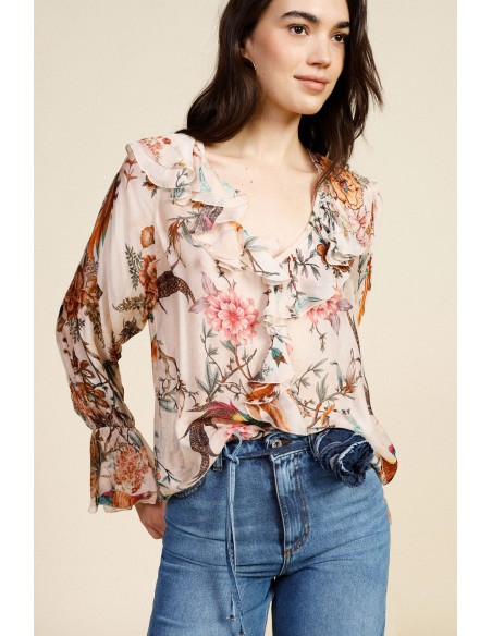 Blouse à imprimé floral et à volants Dixie