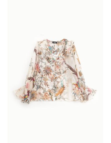 Dixie-blouse met bloemenprint en ruches
