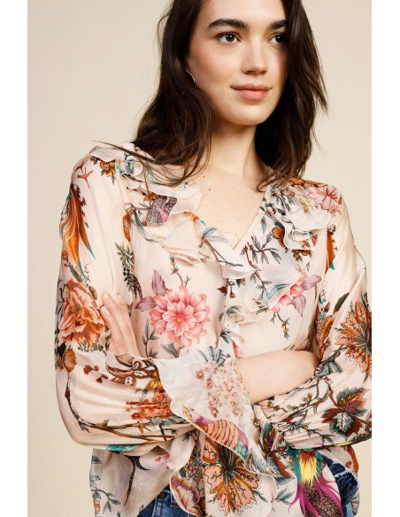 Blouse à imprimé floral et à volants Dixie