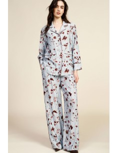 Pantalon palazzo plissé à motif floral rayé Dixie