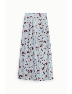 Pantalon palazzo plissé à motif floral rayé Dixie 2