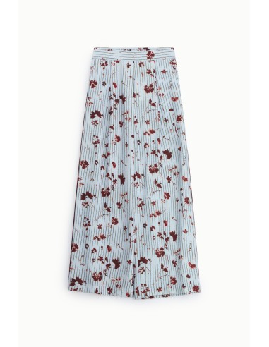 Pantalon palazzo plissé à motif floral rayé Dixie