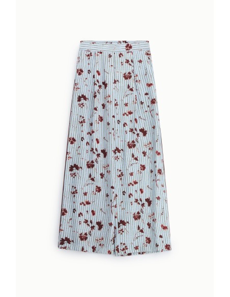 Dixie Palazzo-broek met plooien en gestreept bloemenmotief