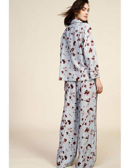 Pantalon palazzo plissé à motif floral rayé Dixie