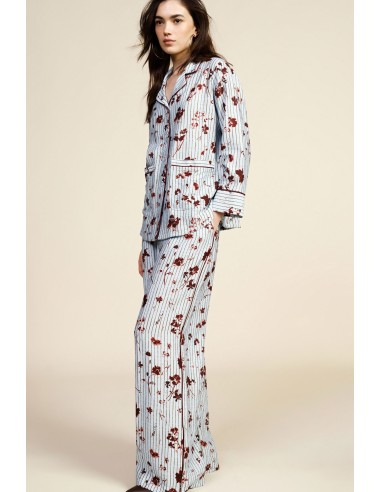 Pantalon palazzo plissé à motif floral rayé Dixie