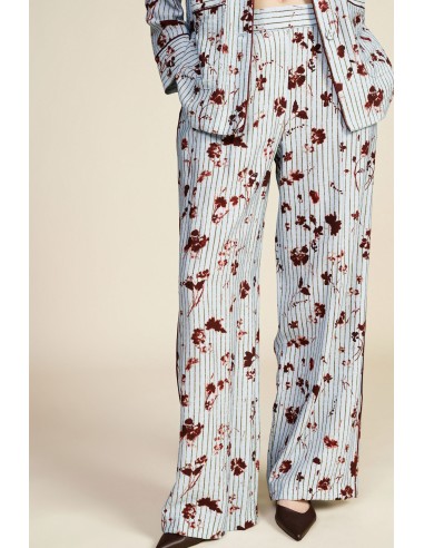 Pantalon palazzo plissé à motif floral rayé Dixie