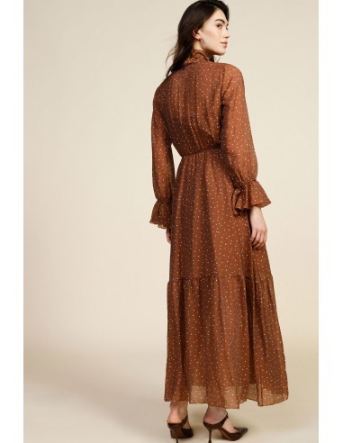 Robe longue à imprimé micro-pois avec nœud au col Dixie