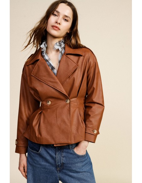 Blazer court croisé avec boutons et revers larges Dixie