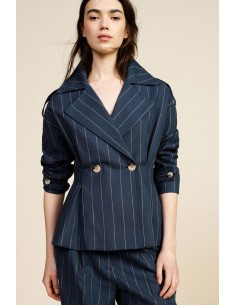 Blazer court croisé à rayures avec boutons Dixie