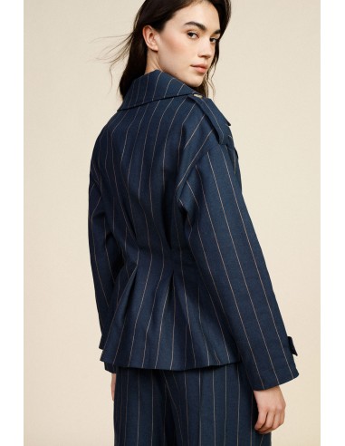 Blazer court croisé à rayures avec boutons Dixie