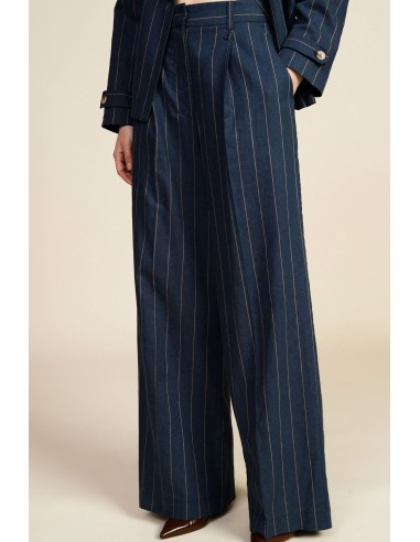 Pantalon palazzo rayé avec pinces et poches latérales Dixie