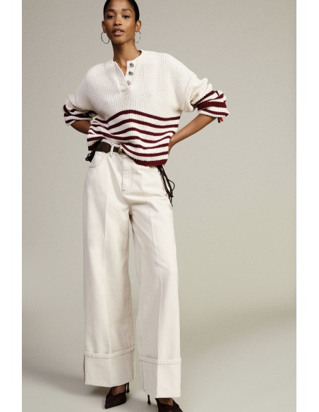 Pantalon palazzo avec revers larges et poches Dixie