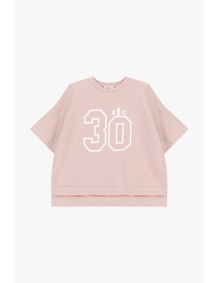 T-shirt ample avec imprimé chiffre et fentes latérales Dixie