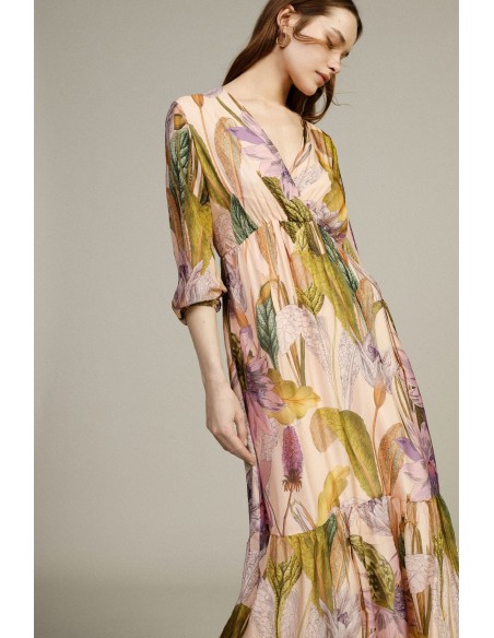 Lange jurk met bloemenprint en wijde mouwen Dixie