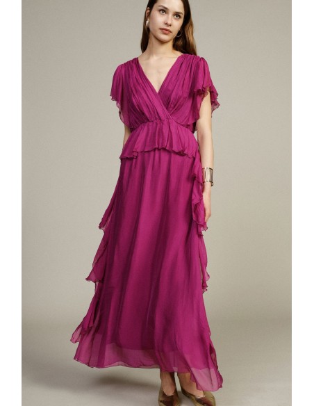 Lange jurk met vloeiende ruches Dixie