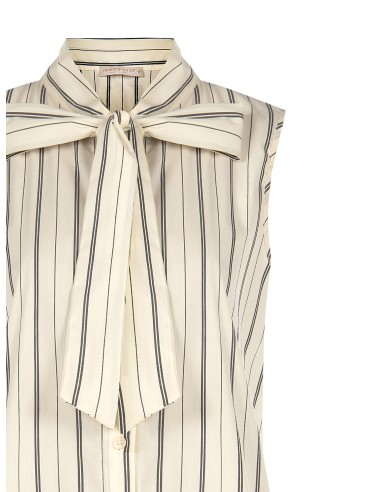 Blouse rayée en mélange de coton avec nœud Rinascimento