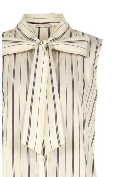 Blouse rayée en mélange de coton avec nœud Rinascimento