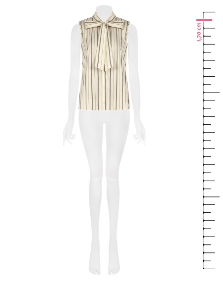 Blouse rayée en mélange de coton avec nœud Rinascimento