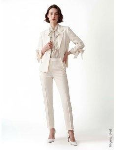 Blouse rayée en mélange de coton avec nœud Rinascimento