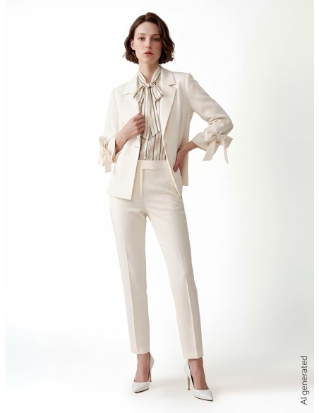 Blouse rayée en mélange de coton avec nœud Rinascimento